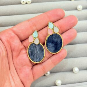 Marble oval earrings